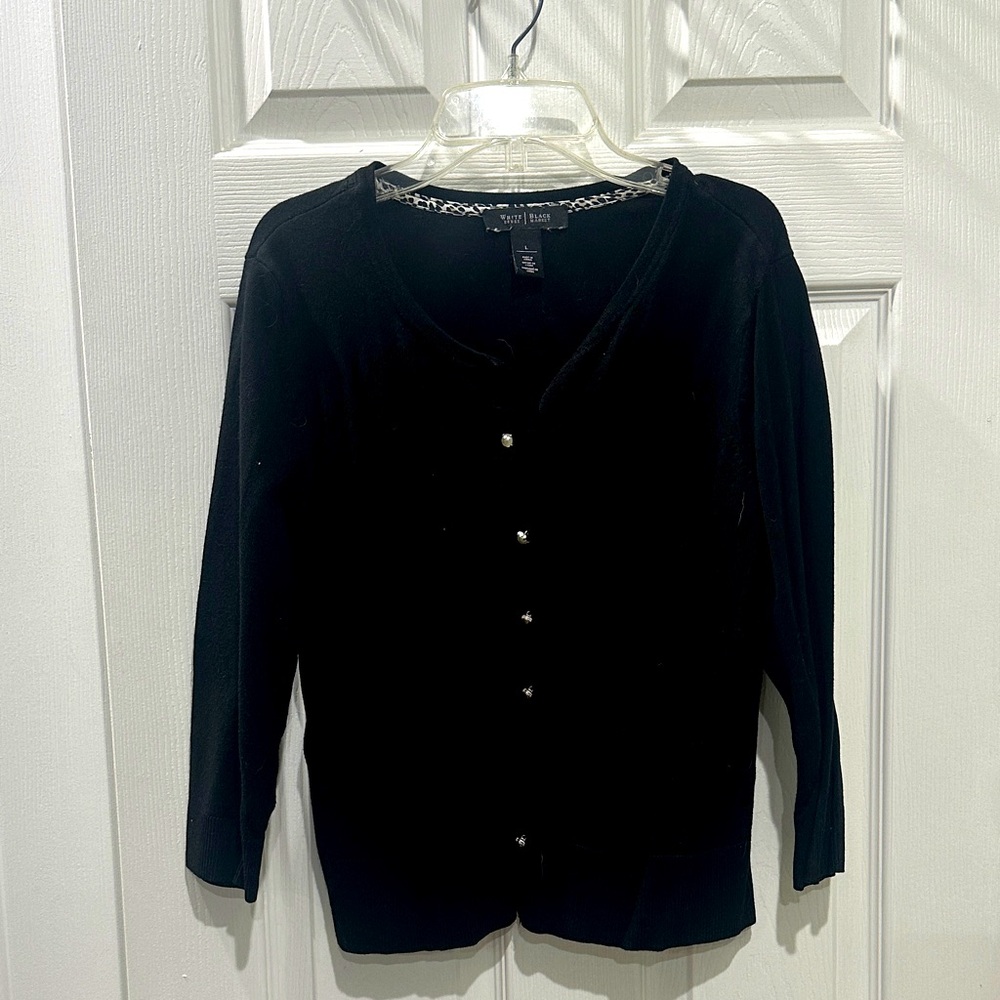 White House Black Market Black Pearl Button Cardigan
